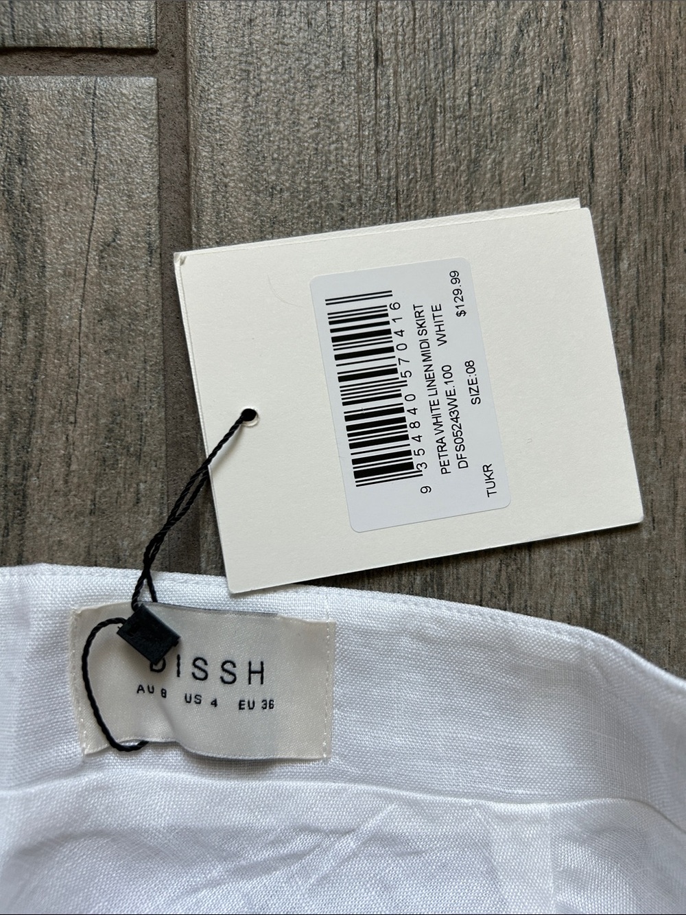 DISSH White Midi Skirt with Ladder Hem Detail - Picture 2 of 3